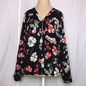 Express Long Sleeve Floral Print Blouse Small